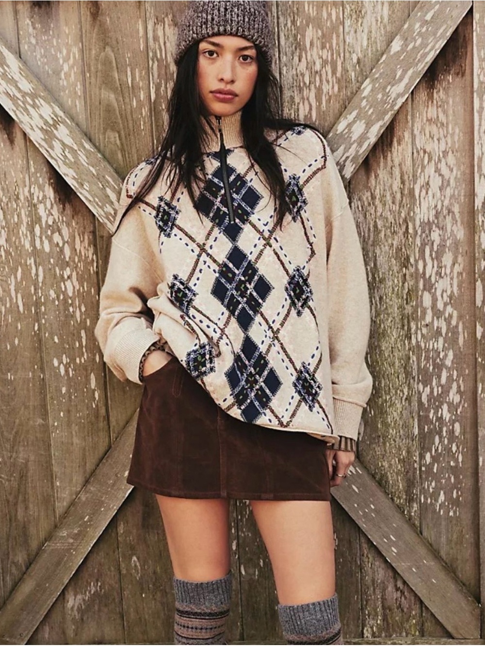 NWT Free People We The Free Marni Embroidered Pullover Sweater in Neutral Combo